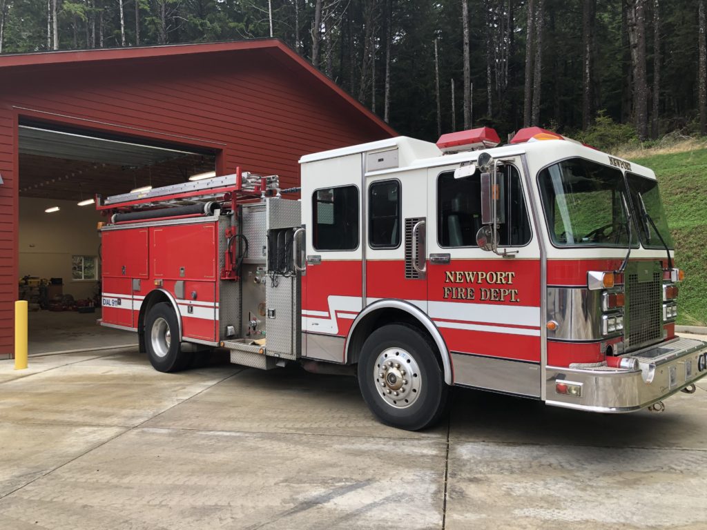 Former Newport fire engine parked at Yachats fire station