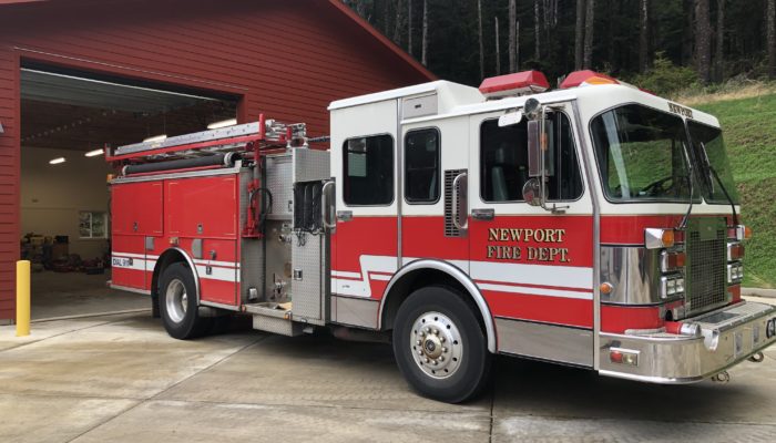 Former Newport fire engine parked at Yachats fire station