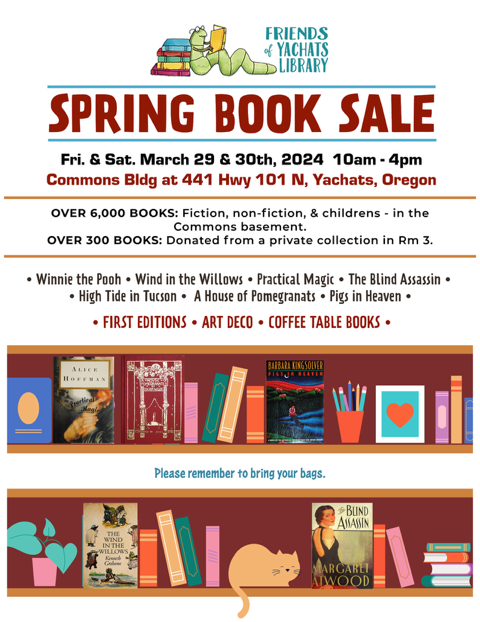 Friends of Yachats Library Spring Book Sale Commons Building Yachats Oregon Coast