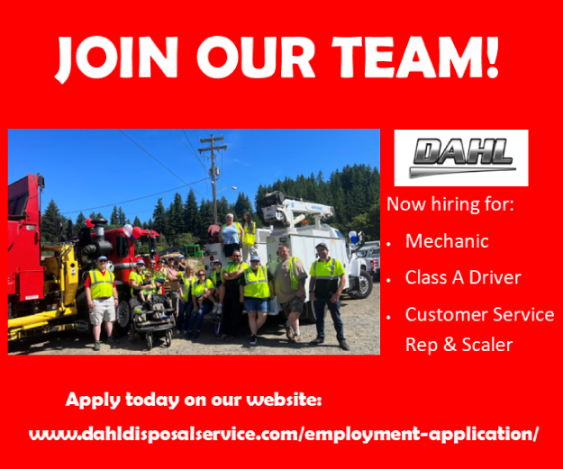 Dahl Disposal Service is Hiring Lincoln County Oregon