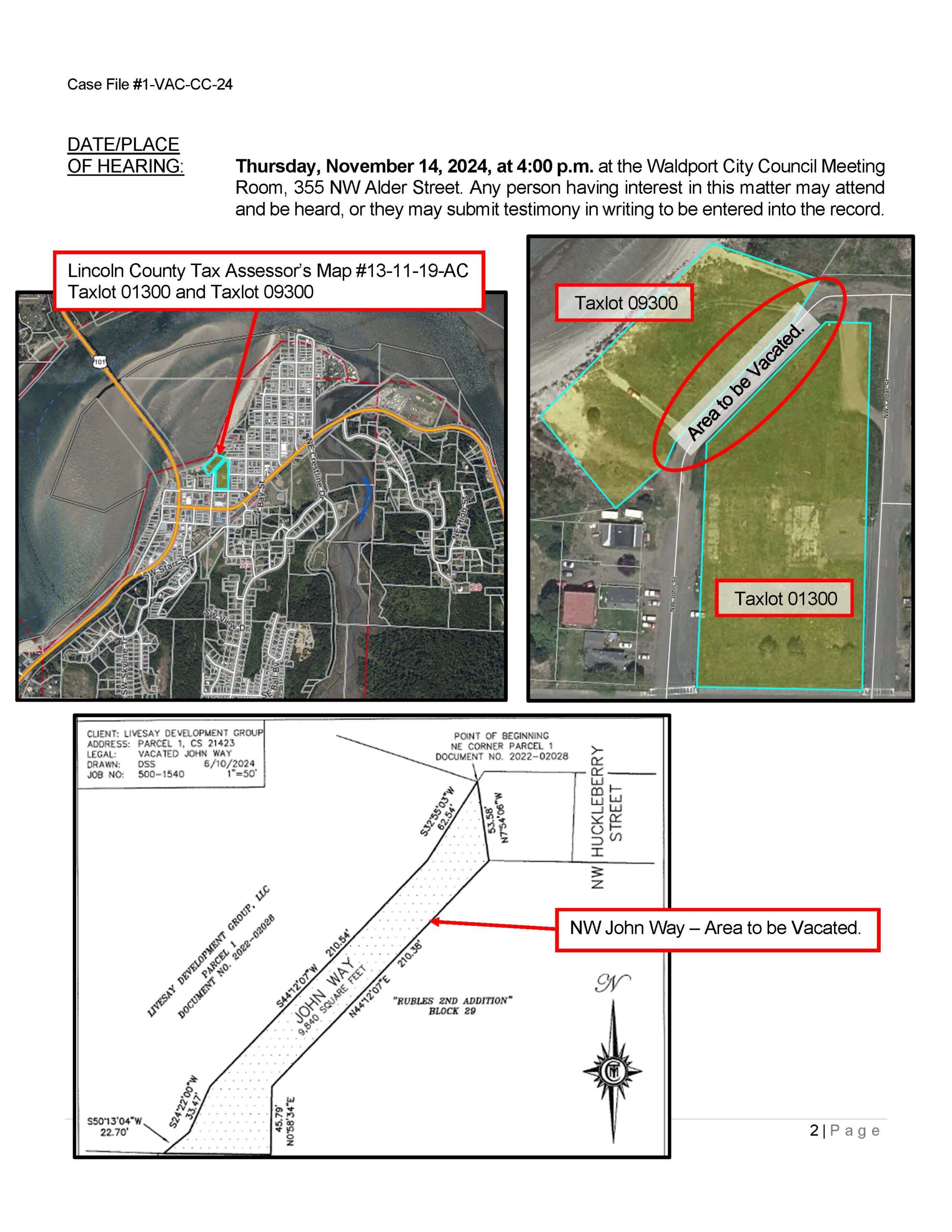 City of Waldport Notice of Street Vacation